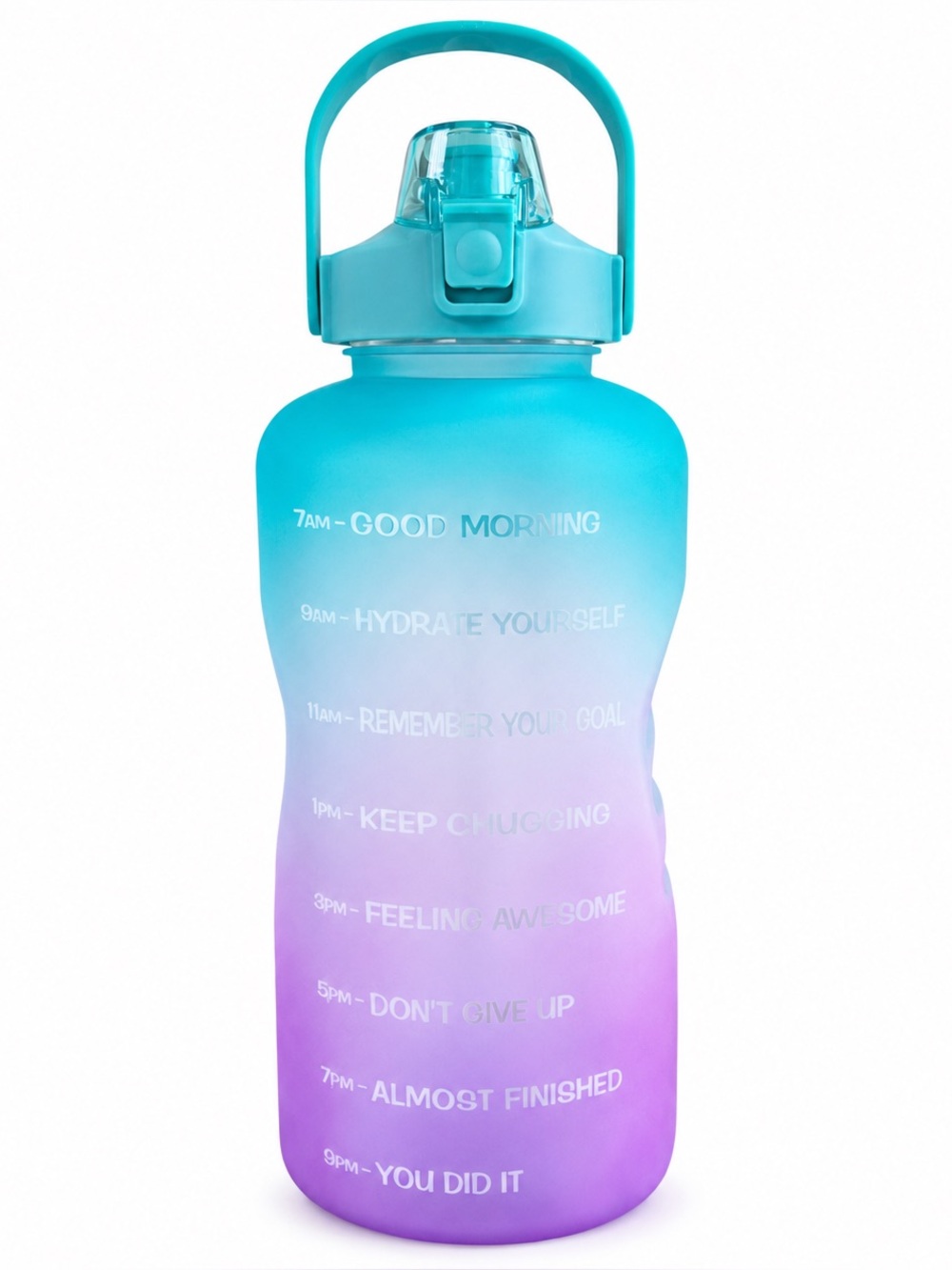 NEW AOMAIS Blue & Purple 1 Gallon Motivational Time Marker Water Bottle 128 oz.